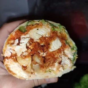 Inside the Buffalo chicken wrap