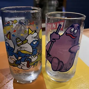 Smurfs and Grimmace glasses