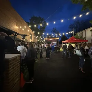 a crowd of people at a party