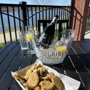 Fried Pickles and mimosa flight