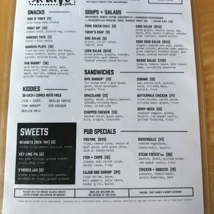 Spring/Summer 2023 menu