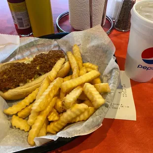 Yummy hotdogs with fries &amp; tea