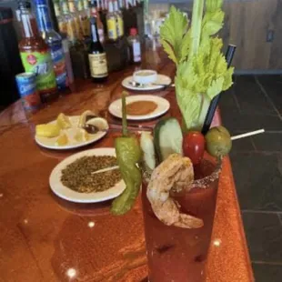 a bloody drink on a bar
