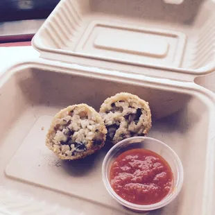 Arancini with porcini mushroom risotto and house-made marinara dipping sauce.