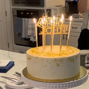 80th birthday cake with gold star sprinkles. Delicious!