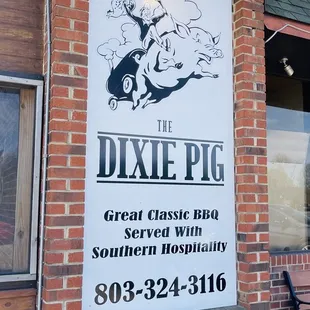 a sign for dixie pig