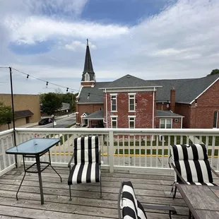 Private Terrace off the Landes Room in The Doc's Inn, overlooking St. Paul's Catholic Church.