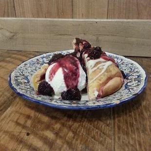 Stop by and try our Raspberry Croissant Delight! Made with our raspberry croissants, vanilla ice cream and fresh berries drizzled on top!