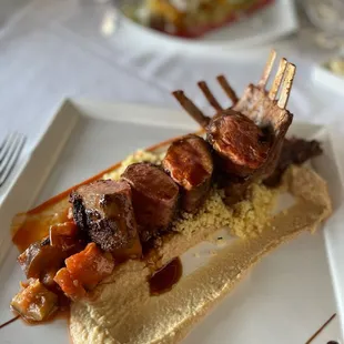 Lamb with hummus and couscous