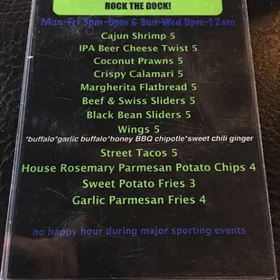 Happy Hour Menu