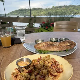 Calamari Bread and dipping sauces