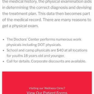 Price for physicals