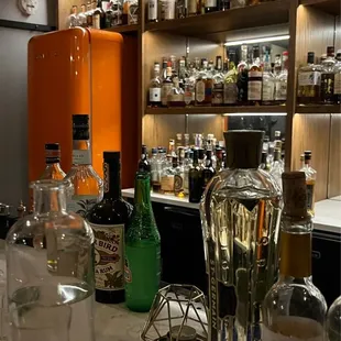 bottles of alcohol on the bar