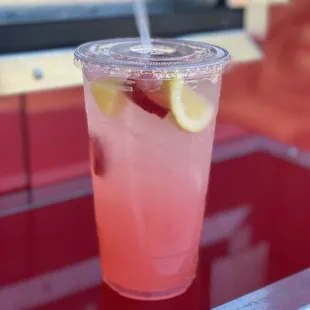 a drink in a plastic cup