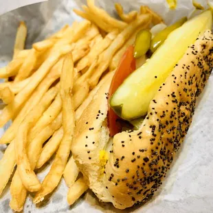 Chicago Style Hot Dog and Fries