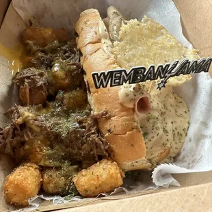 Bruh!! Wemby with guisada Tots!!!
