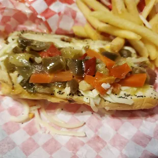 Rome Dogg, topped with Italian beef, provolone, and giardiniera!