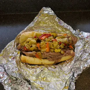 Italian beef with mozzarella and giardiniera!