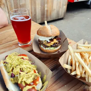 Amazing Chicago Dog, Brunch Burger and fries!