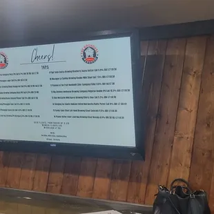 a menu on the wall