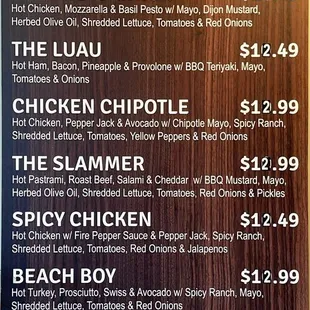 Menu as of 12/19/24