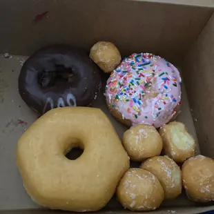 Donut holes glazed donut sprinkles chocolate