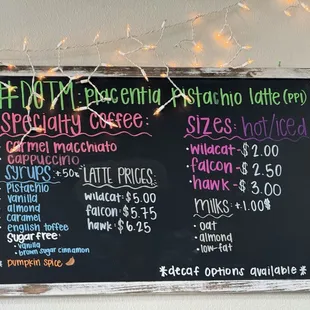 Fresh speciality coffees