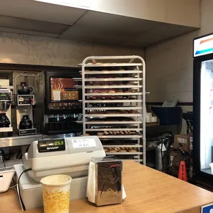a display of donuts in a bakery