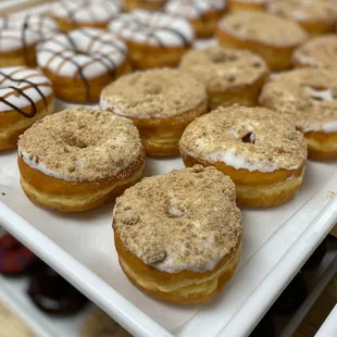 a tray of doughnuts
