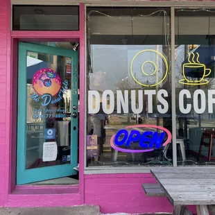 a sign in the window