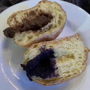 Sliced in half (Nutella and Ube)