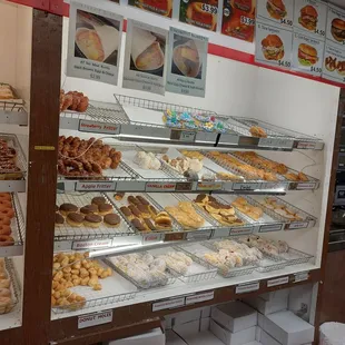 a variety of donuts on display