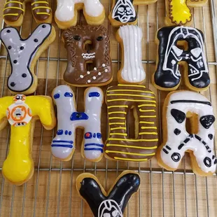 a variety of decorated cookies