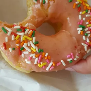 Sprinkled pink donut