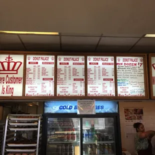 the menu of the restaurant