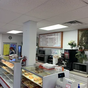 a bakery with a checkered floor