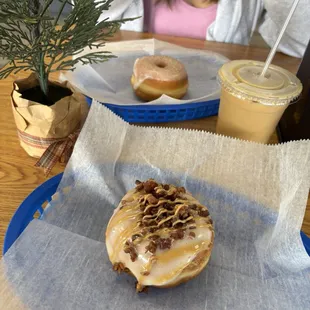 Maple Bacon Donut with peanut butter drizzle