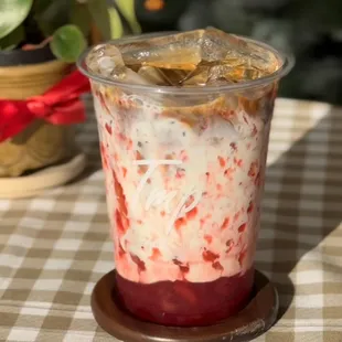 Strawberry Fresh Milk with Espresso