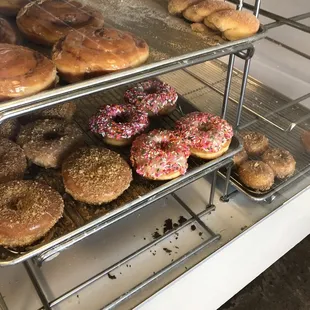 a variety of donuts on display