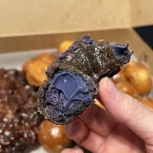 Inside filling of Vegan Ube Custard Cake