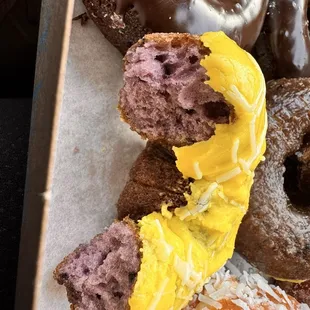 Blueberry doughnut with lemon frosting- perfect combo!