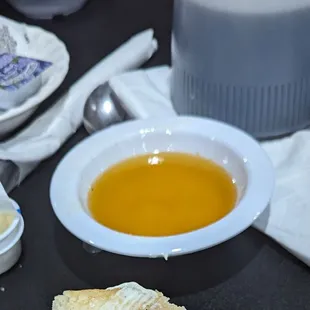  plate of pancakes and a bowl of soup