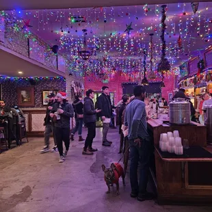 people in a brightly lit restaurant