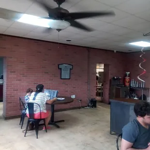 This is dining area located at the entrance