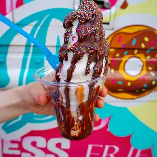 My wonderful doughcone sundae with chocolate dip!