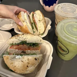 Lox &amp; turkey melt bagel yum!!!!