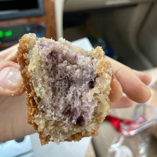 Not too dry blueberry cake donut inside