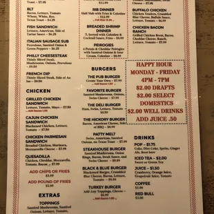 the menu