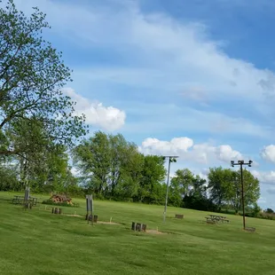 Horseshoe pits for team events and a huge fire pit too.