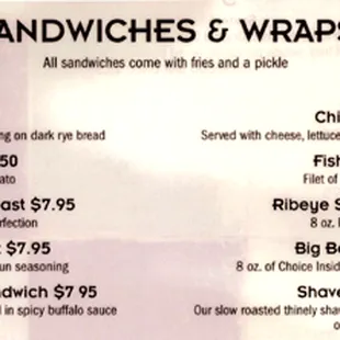 Sandwiches and Wraps